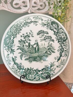 Spode Green Floral Transferware Cake Plate